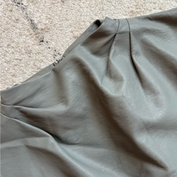 Maeve Stone Olive Faux Leather Cowl Neck Top - Picture 2 of 4